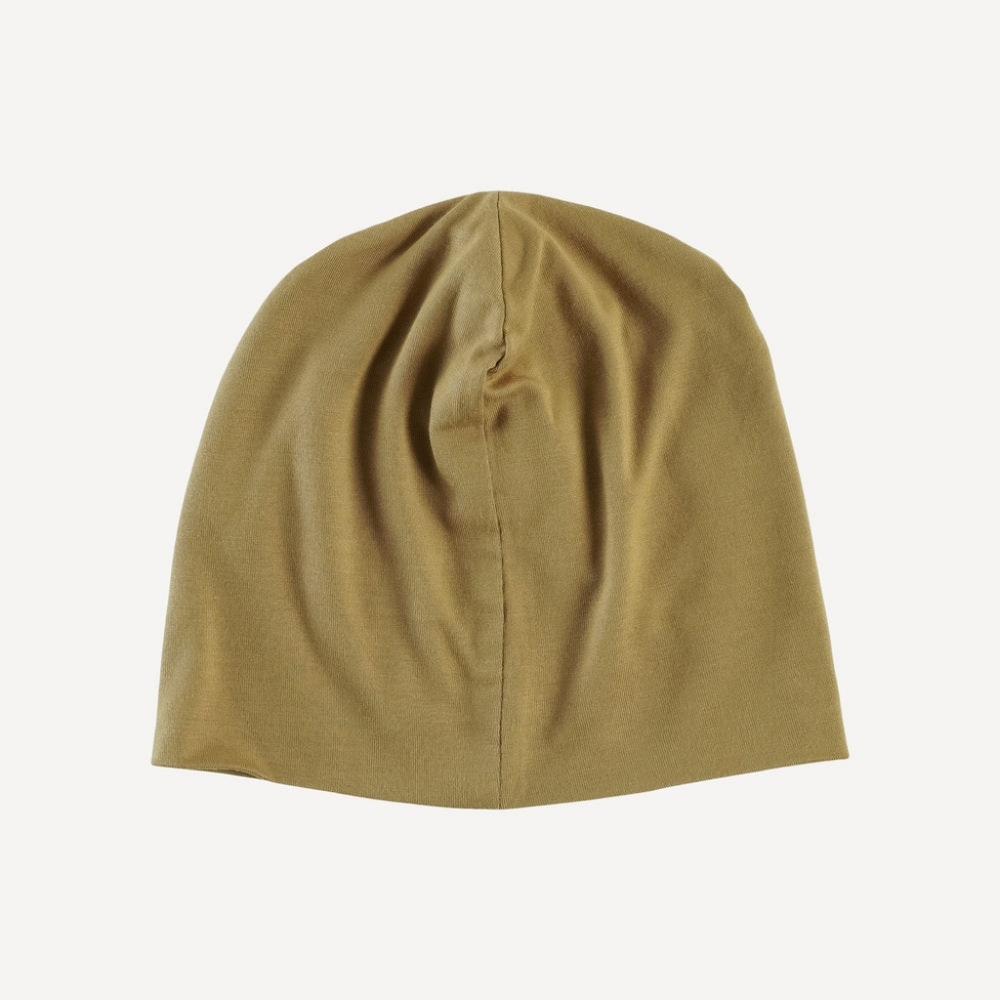 NWT Sz L Kate Quinn Organics Slouchy Beanie Hat Bamboo Fennel Gold Tan